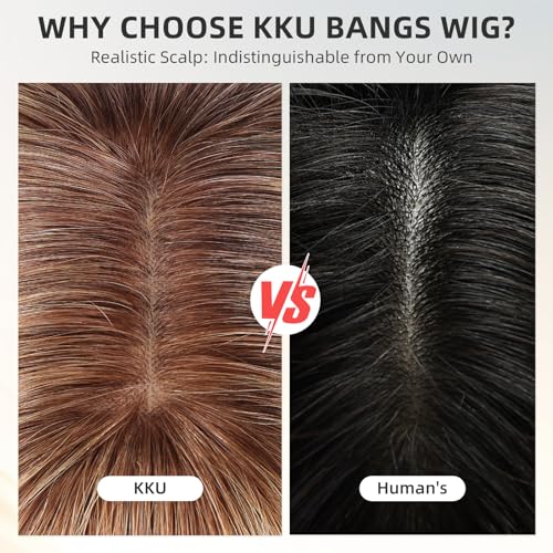 Image of KKU 16 Inch Human Hair Wig,Human Hair Wigs,Human Hair Wig With Bangs, Lady Wigs Human Hair, Real Hair Wigs For Women