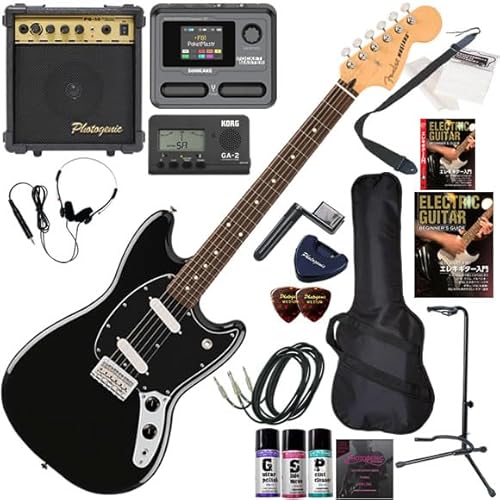 【セット品】FENDER エレキギター初心者入門 メキシコ製ムスタング マルチエフェクターも入ってる!最強の20点セット PlayerII Mustang/BLK/R(ブラック/ローズ指板)
