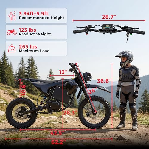 LIFEMAGIC Electric Dirt Bike for Adults, 3600W Motor 50MPH Top Speed, Off-Road Motorcycle with High-Capacity Integrated Battery, 60V 28.8Ah, Hydraulic Brakes & Full Suspension, E-Bike for Teens - Image 6