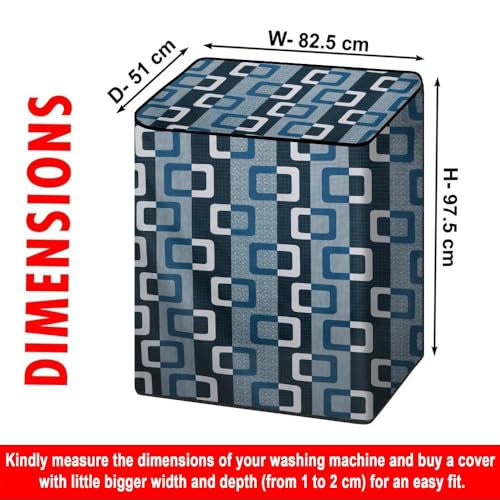 Image of The Furnishing Tree Semi-Automatic Top Load Washing Machine Cover | Waterproof & Dustproof | Easy to Clean | Durable & Washable, Modern Square Geometric Print Polyester (51x82.5x97.5 CM)