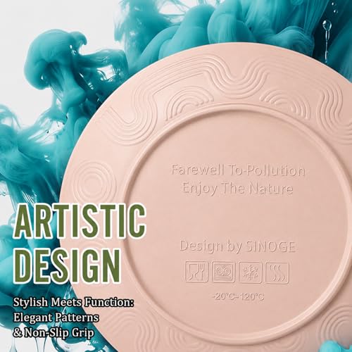 Image of Wheat Straw Dinnerware Sets for 8, 40 Piece Unbreakable Dinnerware Set, Plates and Bowls Sets, Kitchen Plates and Bowls Set, Lightweight Dish Set for Travel Camping Party Outdoor Use - Muted Pink