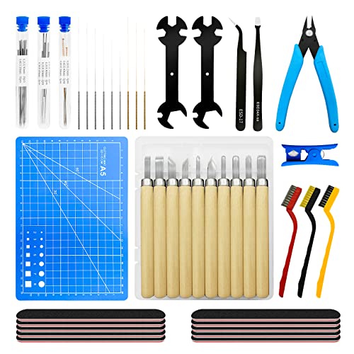 TIOPY 61Pcs Kit d'outils pour imprimante 3D Accessoires d'impression 3D Nettoyeur de buse Outils d'impression 3D Kit de nettoyage du modÃ¨le, avec Aiguilles, Pinces,ClÃ©,Brosse, pour bambu lab