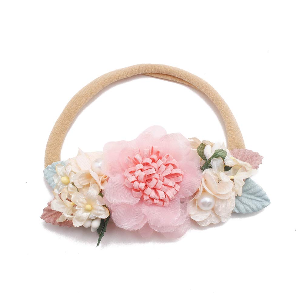 cherrboll 3 diademas de flores para bebé, súper suaves y elásticas, de nailon, para recién nacidas