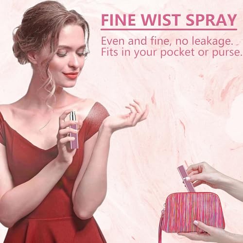 Portable Perfume Travel Refillable Atomizer 8ML - 4 Pack Refillables Perfume Bottles, Aluminum Leak-Proof Mini Perfume Refillable Bottle with Accessories for Airplane Gift, Women Men Travel Essentials3