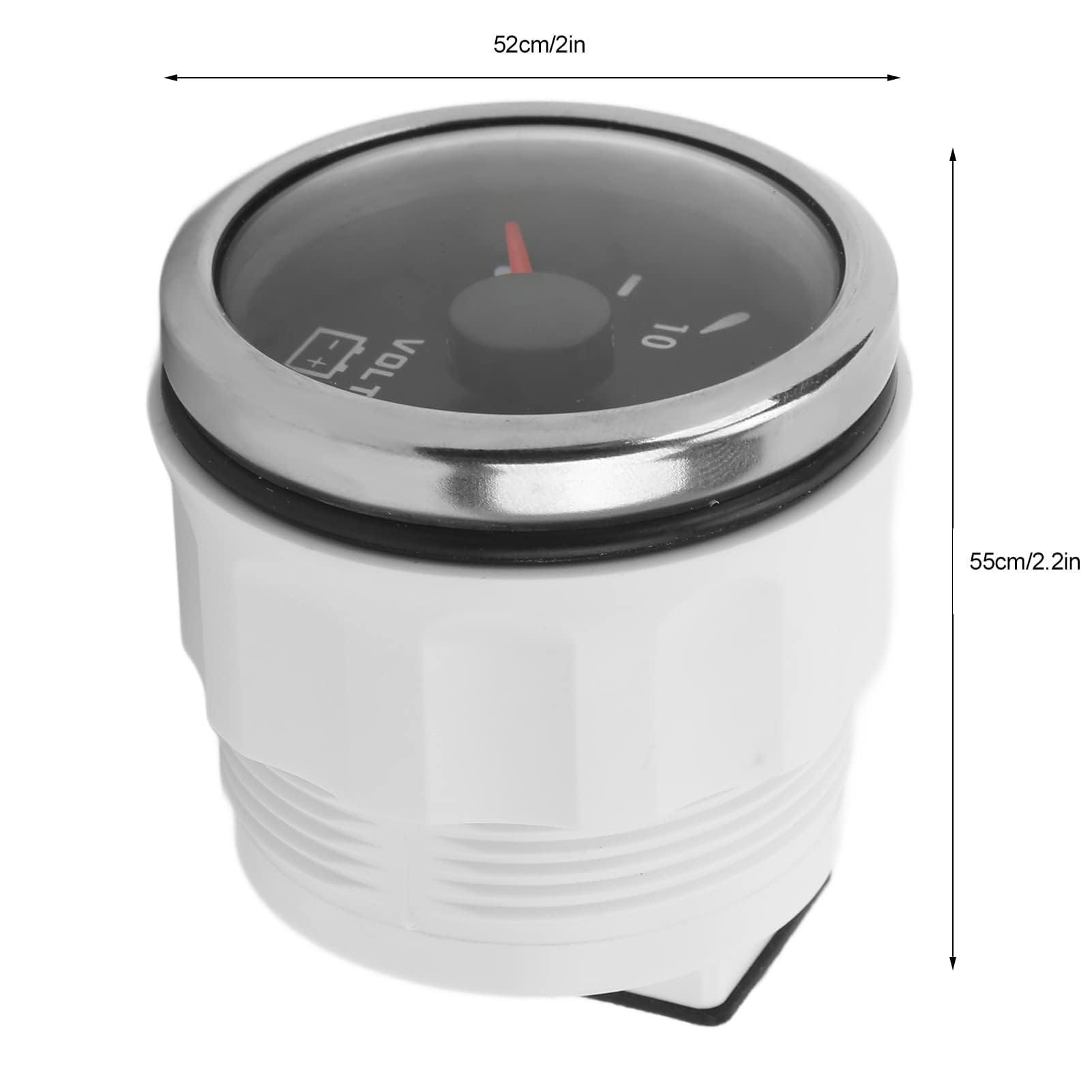 Voltmètre de Bateau, Jauge de Tension Marine 52mm 8-16V Pointeur 7 Couleurs Rétro-éclairage IP67 Voltmètre étanche pour Bateau RV Voiture 9-32V(le noir)