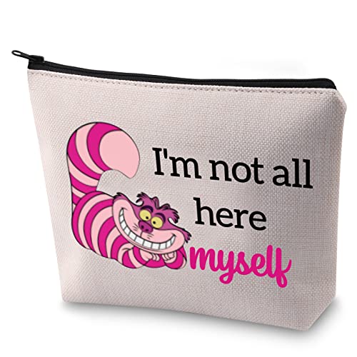 LEVLO Trousse de maquillage en forme de chat Alice avec inscription « I'm Not All Here Myself »...
