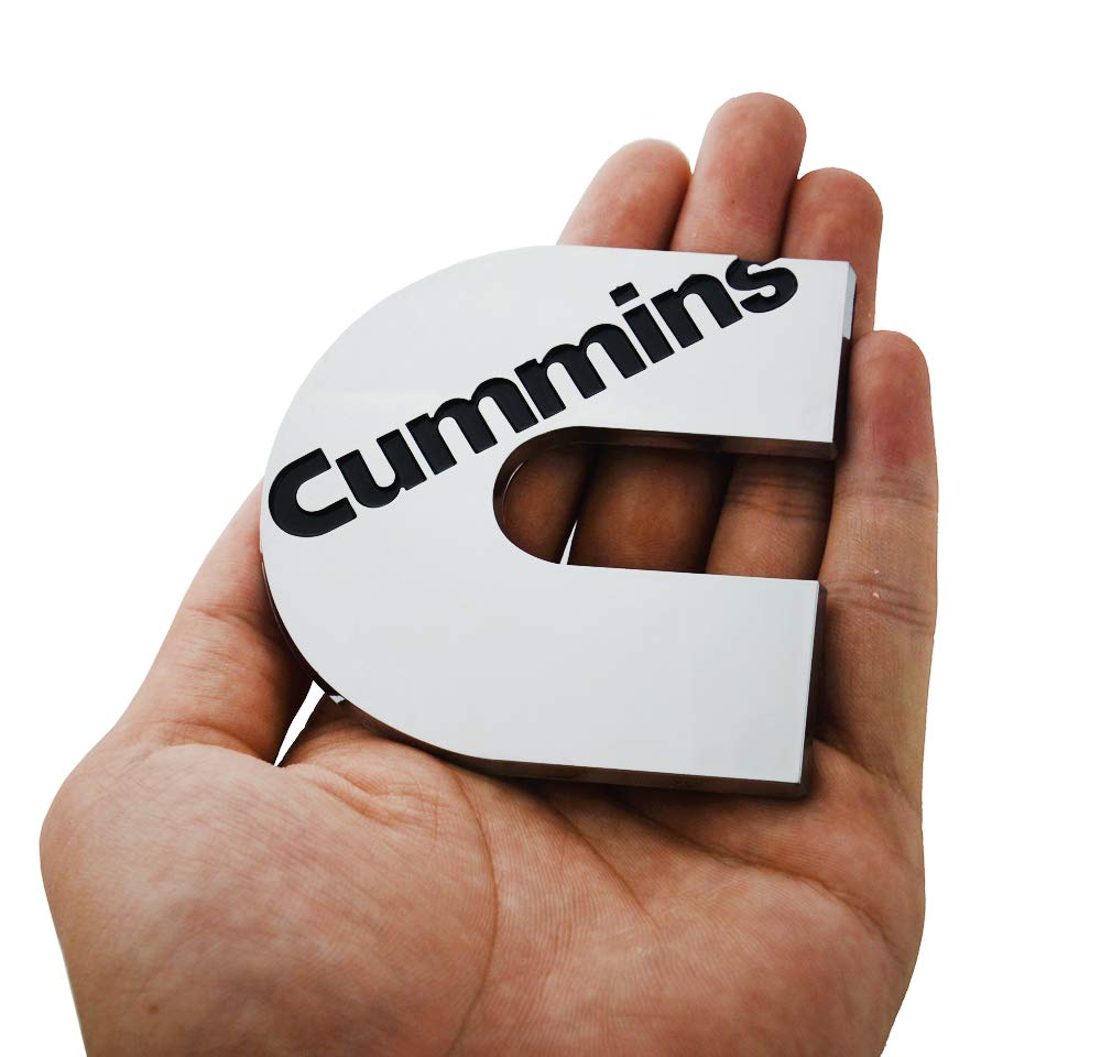 Photo 1 of 2Pc Compatible with Cummin Emblem Engines Corporate Logo 3D Badge Emblem Auto Decals (Chrome Black)