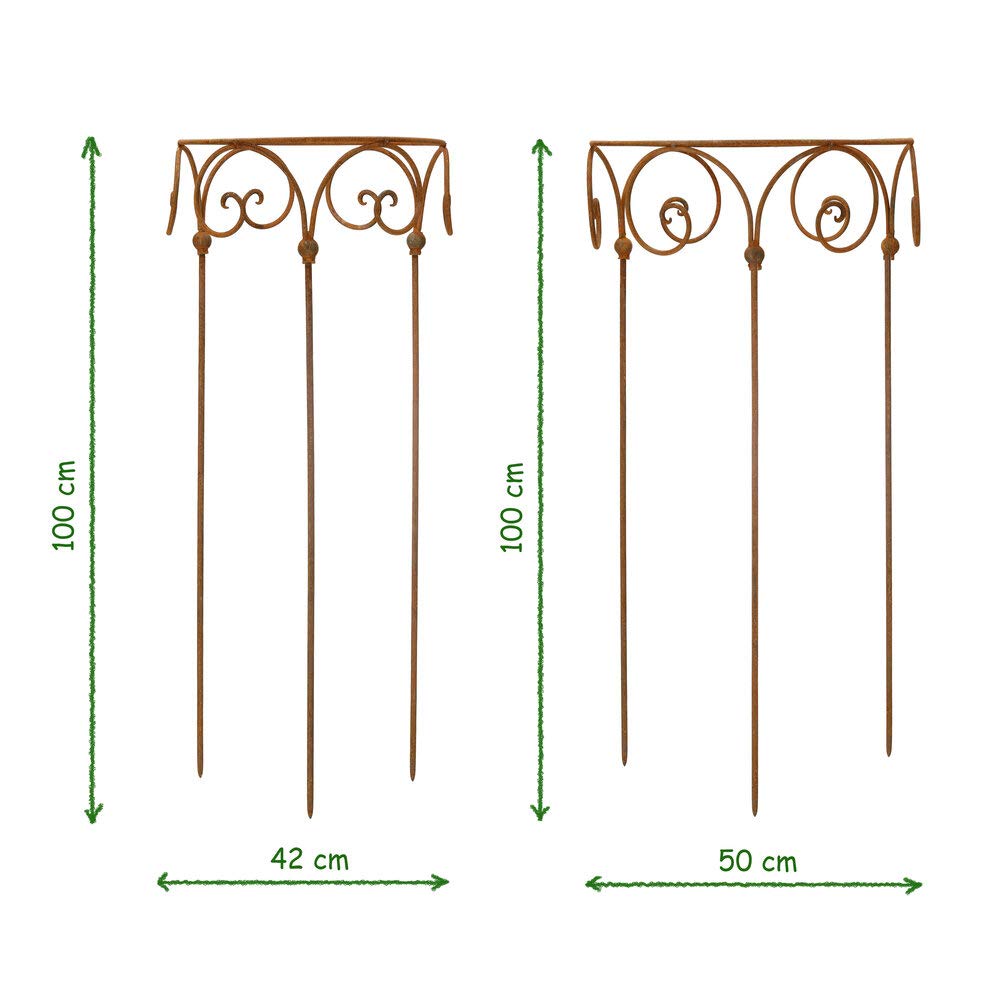 Staudenhalter Durchmesser Strauchhalter Staudenbinder rund Rankhilfe Stütze Pflanzen Metall Eisen Rost Deko (Set: 40cm und 50cm)