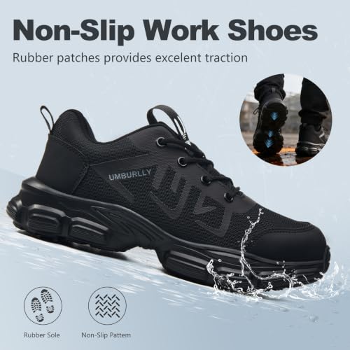 Image of Hogent Steel Toe Shoes for Men Women, Comfortable Wide Non Slip Work Shoes | ASTM Safety Steel Toe, Kevlar Puncture-Proof, Breathable, Lightweight, Wide Fit, Walking, Construction, Industrial, Warehouse