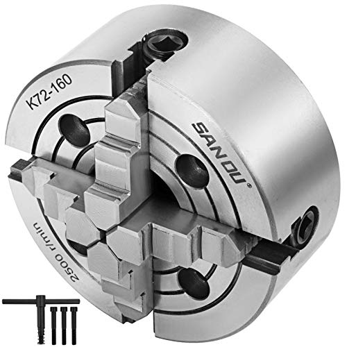 Mophorn K72-160 Lathe Chuck 6inch 4-Jaw Front Mounting Independent & Reversible Jaw Metal