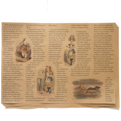 puikko 紙製ブックカバー 「不思議の国のアリス」6(彩色版) A3判(5枚セット)(クラフト紙)