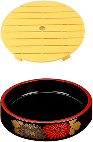 Operitacx Plato redondo para servir sushi, plato de sashimi, plato de mariscos, plato de plástico japonés lacado para sushi, bandeja de exhibición