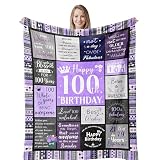 Remwiso 100th Birthday Gifts for Women Soft Purple Blanket 60'X50', Best Gifts for 100 Year Old...