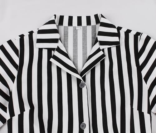 Wellwits Women's Stripe Button Down Office Work Vintage Blazer Dress3