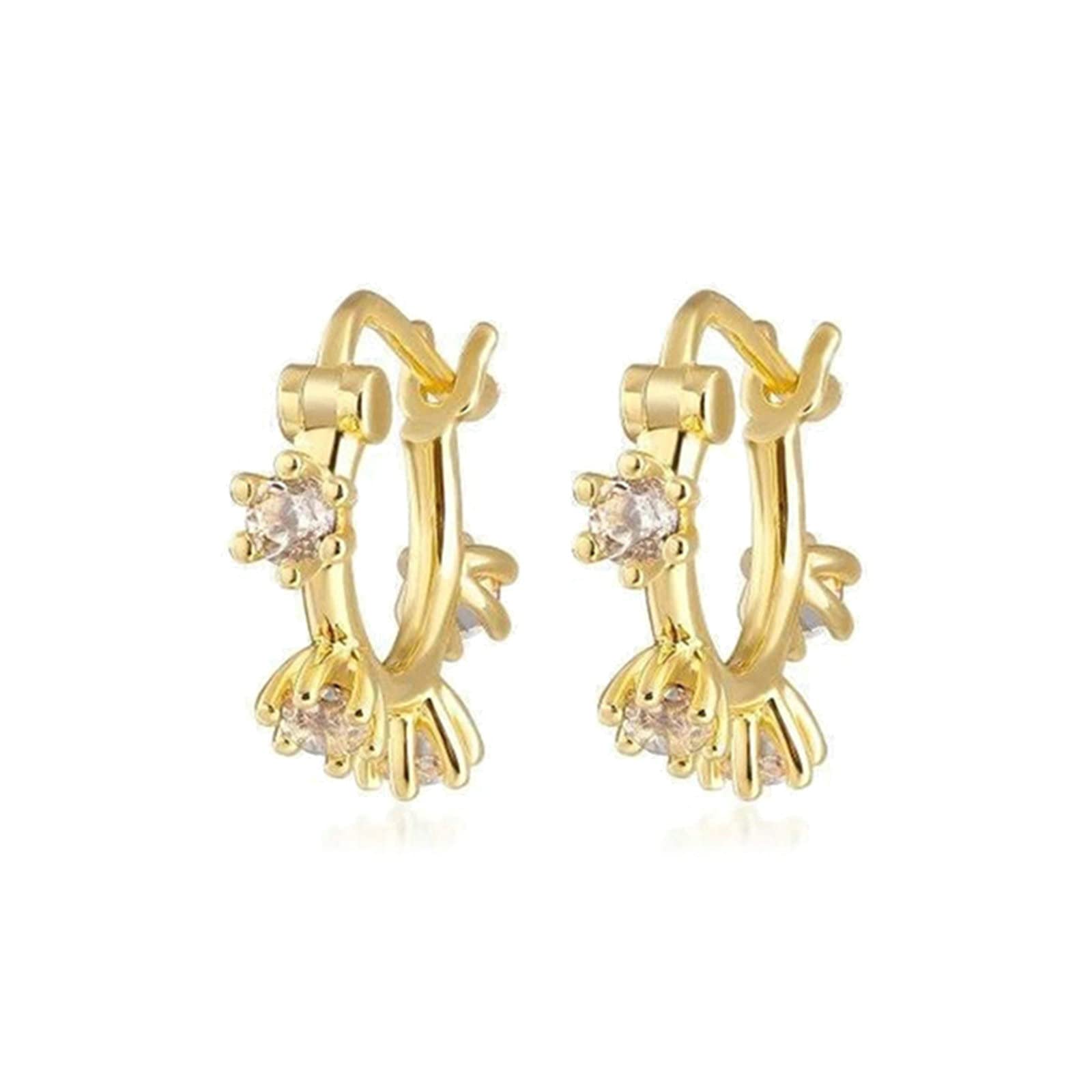 Creolen aus 925er-Sterlingsilber, mit Gelbgold vergoldete Creolen für Damen. Silberne Creolen in Kronenform mit Zirkonia