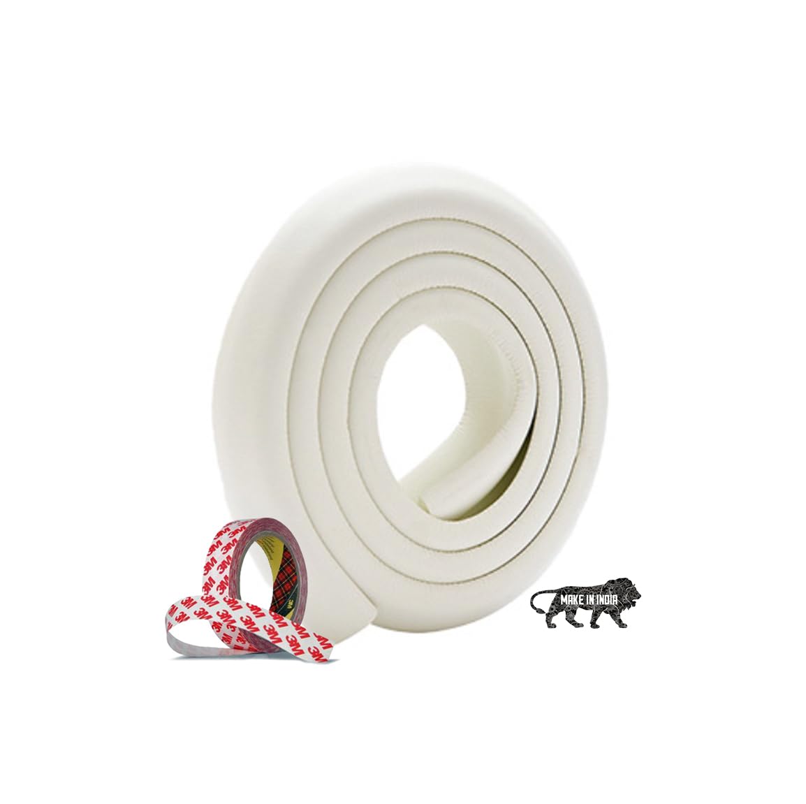 Kids Station Baby Proofing Edge Protector for KIDS Safety, Made in India Rubber Edge for Sharp Furniture Edges and Corners, A Baby Safety Product (30g/mt Dense, 2mts, L- Shape, Off- White)-image-3