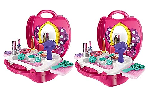 Neel Combo of 2 Beauty Kit Toy Set for Kids Pretend Play Non Toxic 22 Pieces Beauty Makeup Kit Set for Baby Girl Indoor Game Best Gift for Birthday Festivals etc.