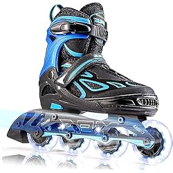 Patines Con Luz Decathlon 2PM SPORTS Vinal Ajustable Iluminación Patines en línea para Hijo y Adolescentes con luz Completa hasta LED Ruedas, Diversión Flashing Roller Blades para niños y niñas (XL 42-44.5)