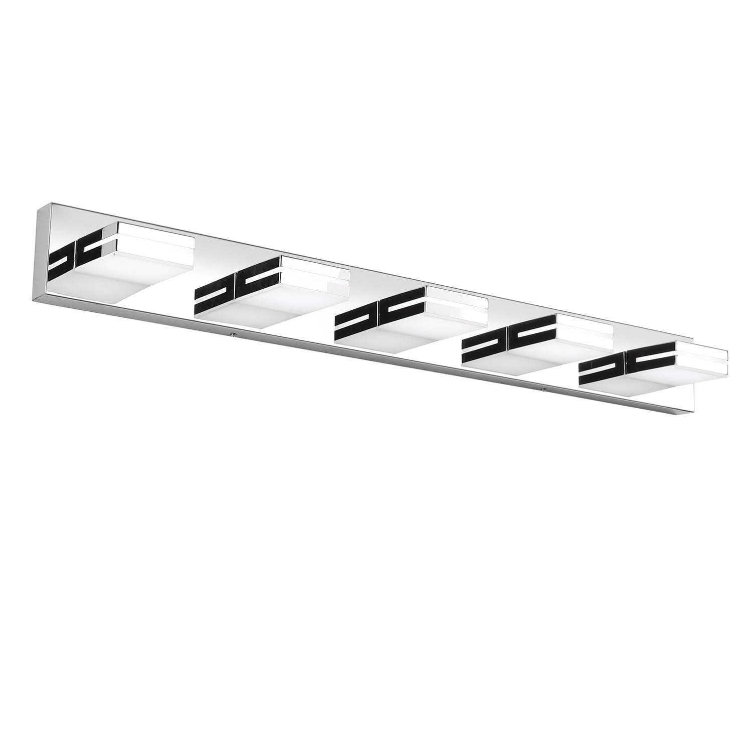 SineRise LED Modern Bathroom Vanity Light Fixtures, Modern Acrylic Bathroom Wall Lighting Fixtures Over Mirror, 5-Light, 40-Inch, Chrome, 100%-0% White
