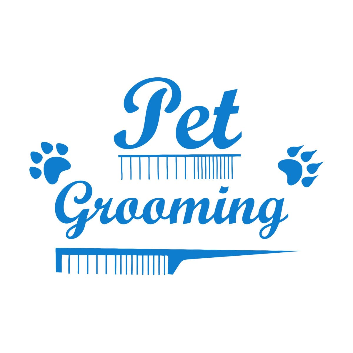 Pet Grooming Salon Home Animals Paw Prints Wall Decals PVC 48x72.6cm Waterproof Large Blue