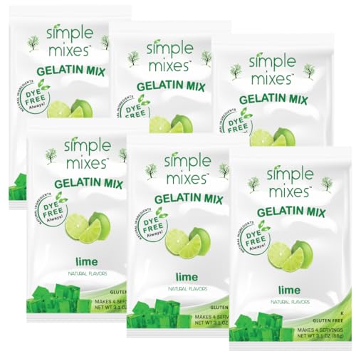 Simple Mixes Natural Gelatin Dessert, Lime, Kosher, 6 Pack of 3.1 oz each