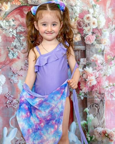 Image of HINTINA Toddler Girl One Piece Ruffle Swimsuit with Cover Up Skirt Bathing Suit Swimwear 2-7Y