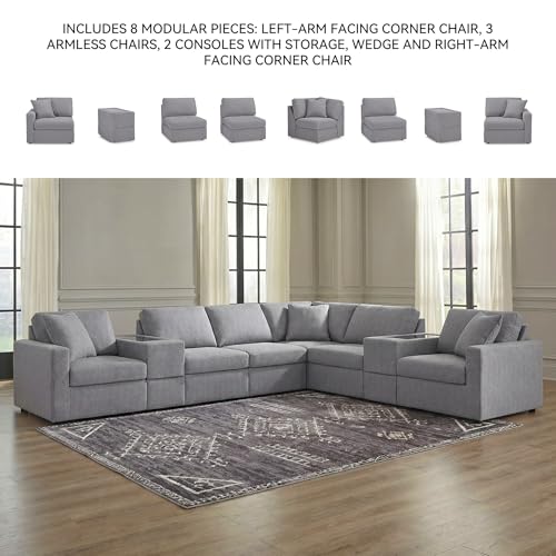 Image of Signature Design by Ashley 8-Piece Modular Sectional with Consoles, Granite