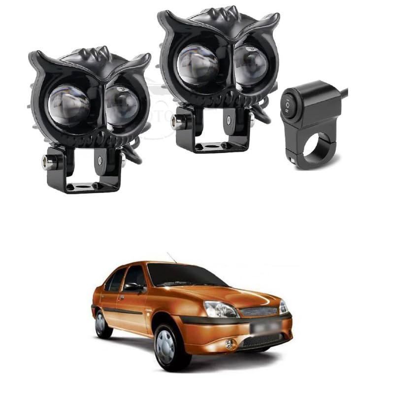 LOVMOTO Universal Owl Shape Mini Driving Fog Light For All Motor-cycle, Bi-kes, Scoo-ters, C-ars, Projector Light dual Color White/Yellow Comfortable For Ik-on