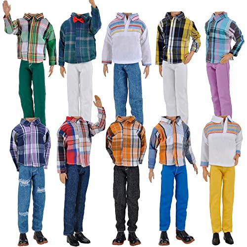 E-Ting 6-Item Fantastic Pack = 3 Sets Fashion Casual Wear Clothes Outfit + 3 Pairs Shoes For 12 Inch Boy Doll Clothes Random Style #TOP2