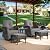 Belord Small Conversation Sets Patio Funiture - 5 Piece Outdoor Swivel Rocker Wicker Furniture Sets with Ottomans Side Table Perfect for Patio Deck Backyard, Brown Wicker Grey Cushion