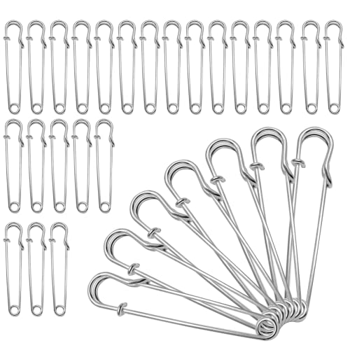 30pcs Large Safety Pins Silvery Heavy Duty 2"X0.4" Pins For Clothing