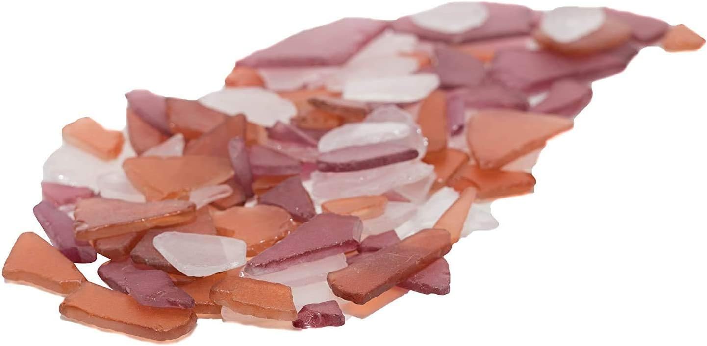 Amber Brown Red & Frosted White Sea Glass – 22oz Beach Glass for Crafts, Vase Fillers & Decor – Bulk Tumbled SeaGlass Pieces for DIY Projects – Recycled Seaglass for Home, Weddings & Art