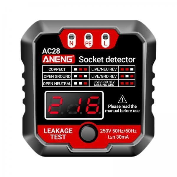 UJEAVETTE 6xOutlet Tester Finders Electric Electroscope Meter Digital Socket Tester Balck-picture-33