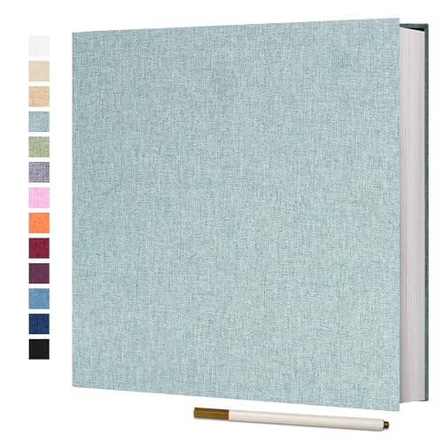 Vienrose Photo Album Self Adhesive 4x6 5x7 3x5 8x10 Scrapbook Album DIY Scrap Book with A Metallic Pen (11"x10.6" 60 Pages, Turquoise)