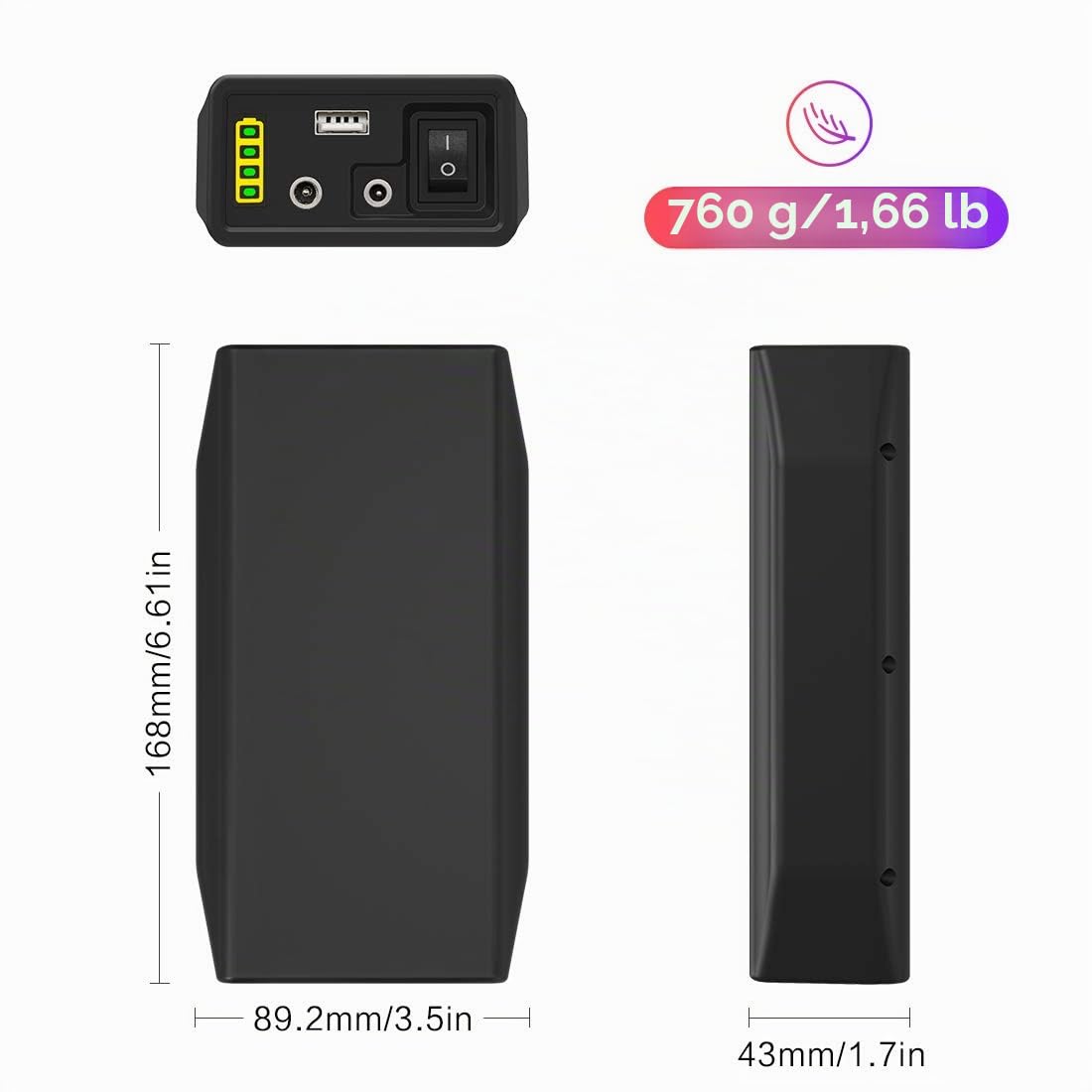 TalentCell Banque d'alimentation, Batterie LiFePO4, Batterie lithium-fer-phosphate 12/9/5V, rechargeable, 12,8V 6000mAh 76,8 Wh, avec chargeur, pour bandes LED, caméras de vidéosurveillance, etc. Noir