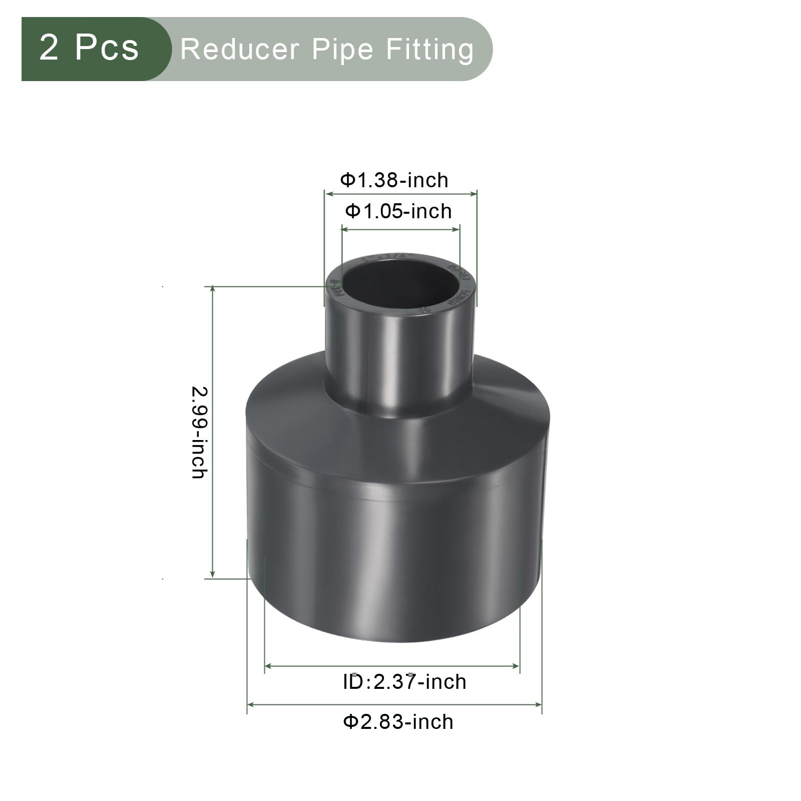 YOKIVE 3 Pcs UPVC Reducer Fitting, Straight Adapter Connector Connect Pipe Socket Schedule 80, Great for Bathroom Kitchen - Image 2
