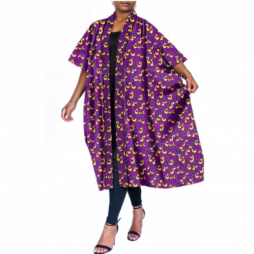 African Attire for Women Dashiki Kimono Cardigan Kaftan Plus Size Kente Wax Print Tops Ankara Caftan Robe One Size2