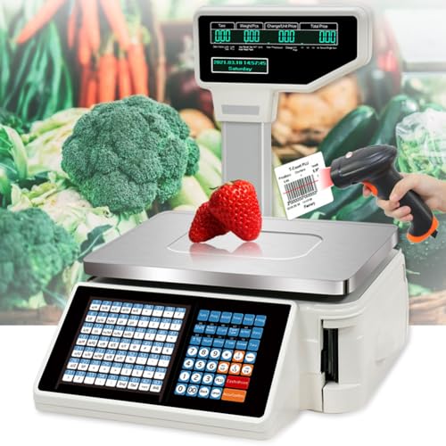 Báscula digital comercial con impresora y pantalla doble miniatura 2