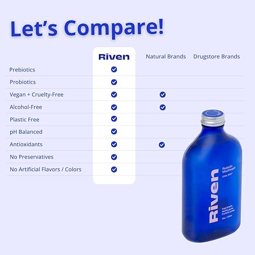 Miniatura 4 de Riven Enjuague bucal probiótico, paquete de 2 unidades, fabricado en Estados Unidos, enjuague oral equilibrador de pH con probióticos, sin flúor,