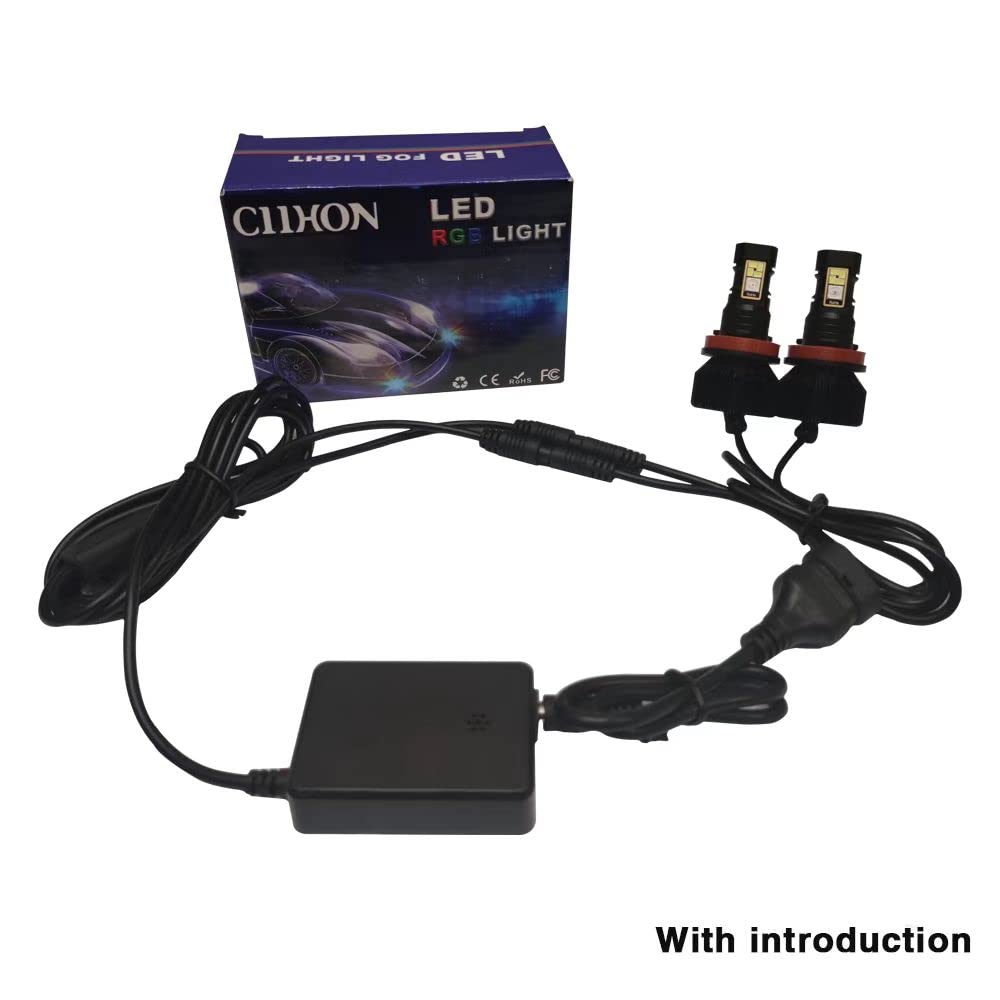 CIIHON H11 RGB LED Fog Light Bulb H11 H8 H9 Color Changing Fog Lights Multicolor Wireless APP Bluetooth Control 1800 Lumens DRL Fog Driving Lights Bulbs Replacement Pack of 2