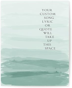 Aqua Custom Song Lyric Wall Art Print, Personalized Ombre Music Quote Poster, Aesthetic Home Decor Gift, Oversized Artwork For Living Room Bedroom 11x14" Unframed Print