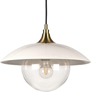 Henn&Hart 15" Pendant Light Fixture with 8' Adjustable Cord, Lustrous White