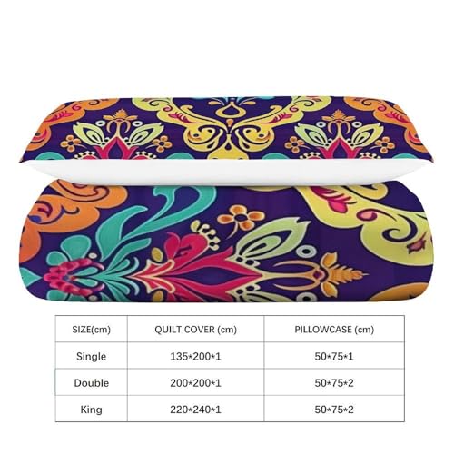 Housse de couette style ethnique indien imprimé fleuri - 4