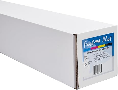 FastPlot Polypropylene Banner 8 mil Waterproof - 36inch x 100ft Roll - 3inch core