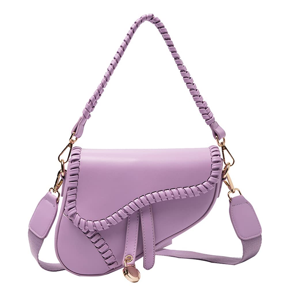PURFANREE Women Trendy Saddle Shoulder Bag Clutch Purse Underarm Handbag Satchel HandBag Crossbody Bag