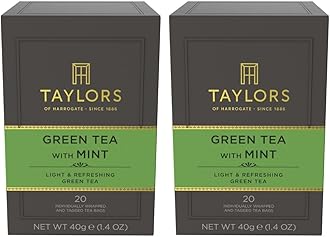 Taylors of Harrogate Green Tea with Mint, 20 Count (Pack of 2)