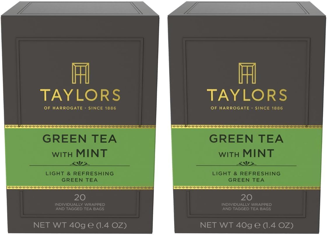 Taylors of Harrogate Green Tea with Mint, 20 Count (Pack of 2)
