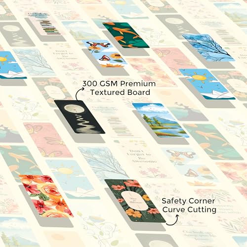 Image of PaperO Nature Series Bookmarks | 14 x 5 cm | Double-Sided Design | Durable & Stylish Page Markers | Pack of 15