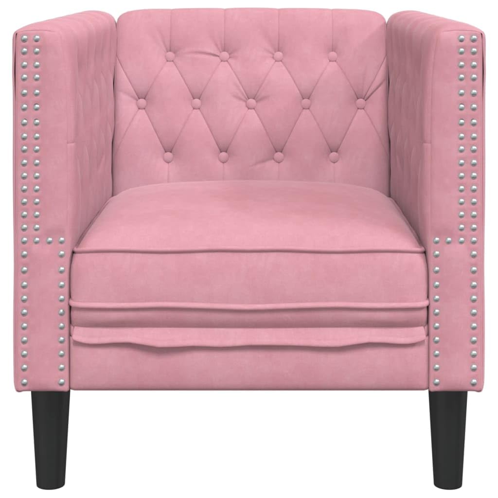 Fauteuil Chesterfield en velours rose rembourré confortable avec piqûre boutonnée, pieds stables, idéal pour le salon, le salon et la chambre d'amis, avec grand confort d'assise