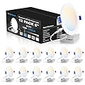 VOLISUN 12 Pack 6 inch Recessed Lighting, 5CCT LED Recessed Light with Junction Box, 2700K-5000K Selectable, 13W Eqv 120W, 1080LM Dimmable Canless Wafer Downlight, LED Ceiling Light ETL Certificated